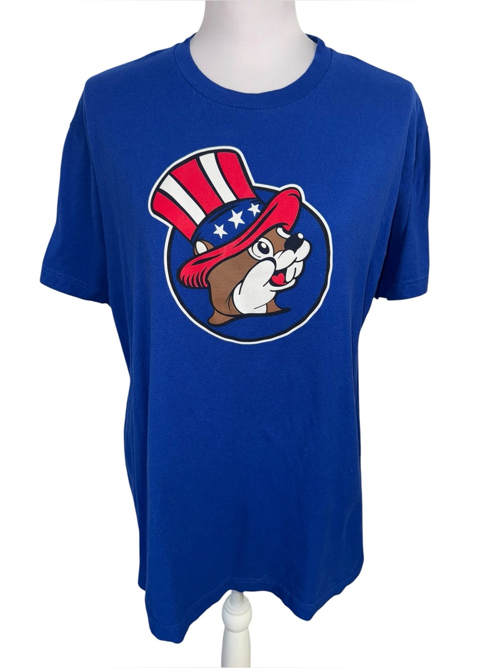 Buc-ee’s Freedom Ringing Patriotic Graphic T-Shirt Blue 100% Cotton Adult Large